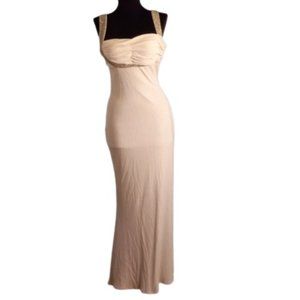 Selina Designer 6 Evening Gown Beaded Maxi Cream Silver